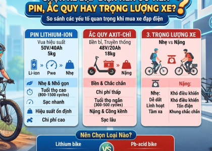 Chọn xe đạp điện nên ưu tiên pin, ắc quy hay trọng lượng xe?